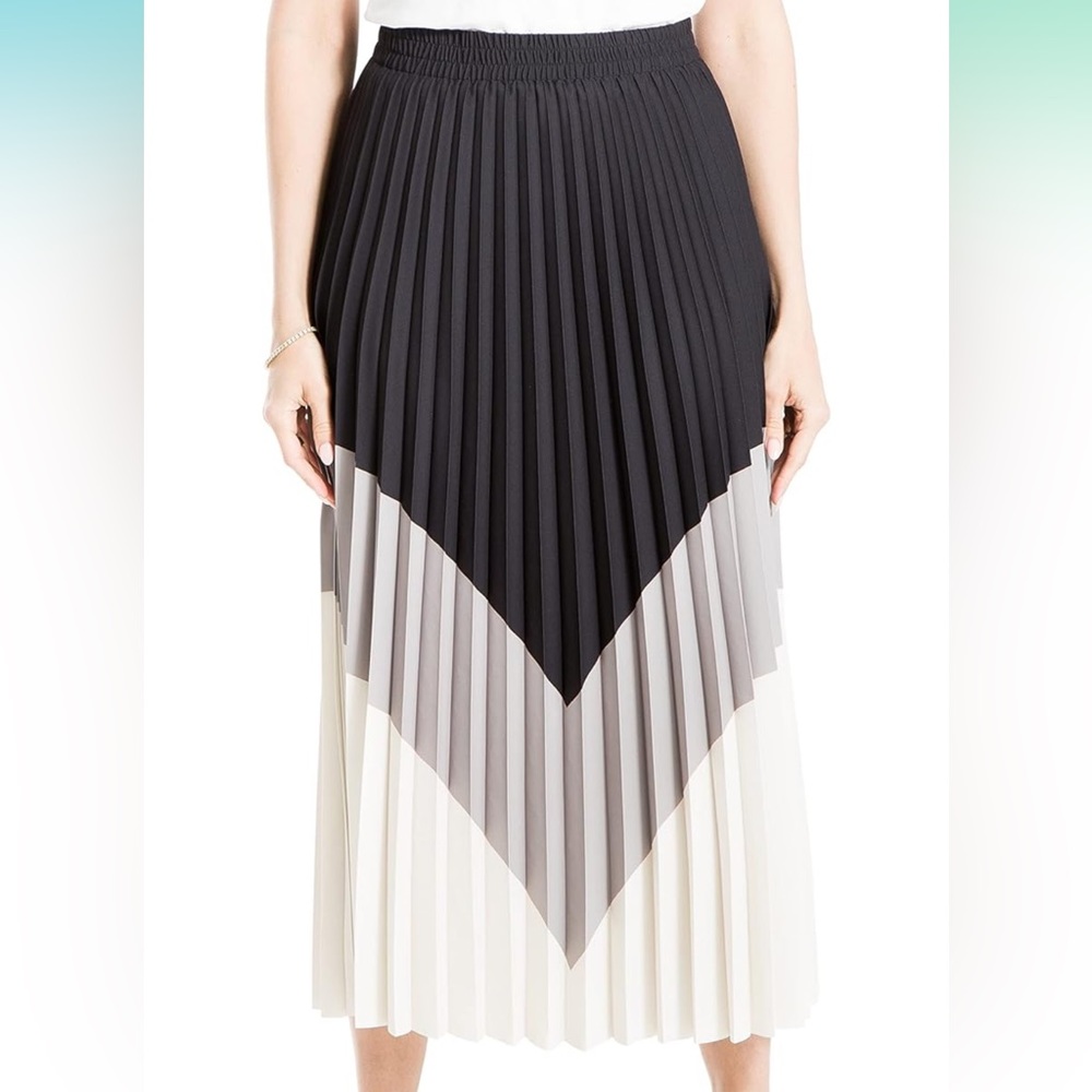 Max Studio Colorblock Pleated Maxi Skirt